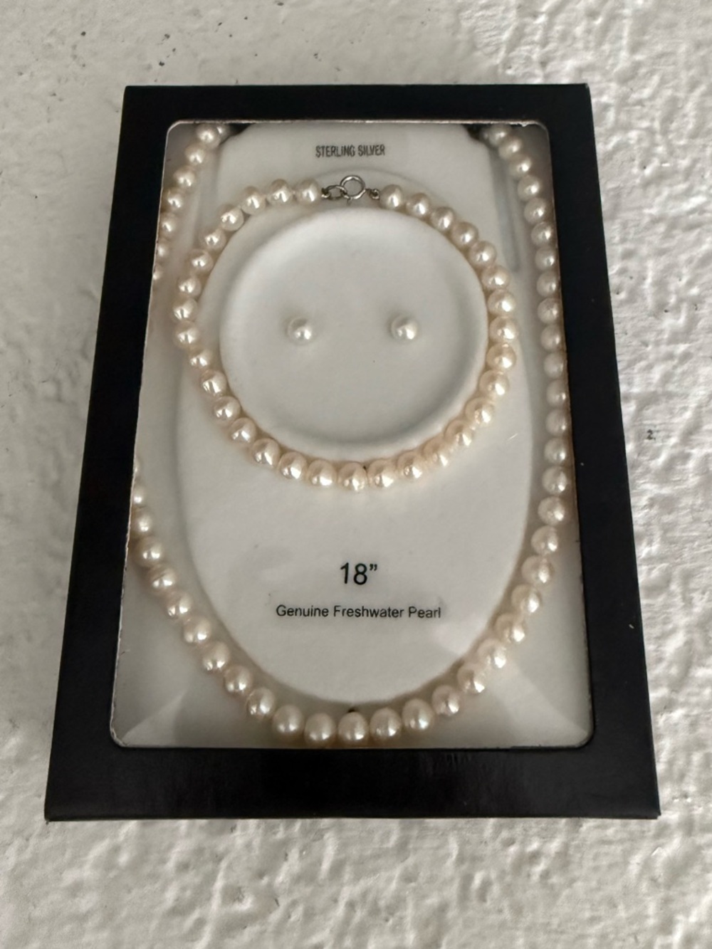 Freshwater Pearl Necklace and Earring Set - White Pearls